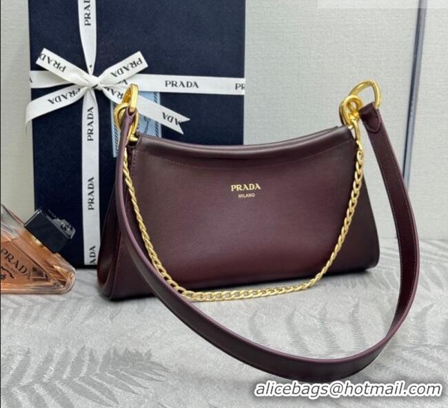 Well Crafted Prada Enchaîné small leather bag 1BC261 Burgundy 2026