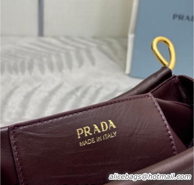 Well Crafted Prada Enchaîné small leather bag 1BC261 Burgundy 2026