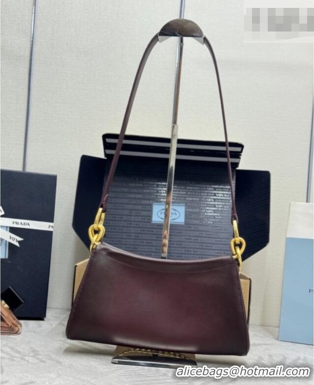 Well Crafted Prada Enchaîné small leather bag 1BC261 Burgundy 2026