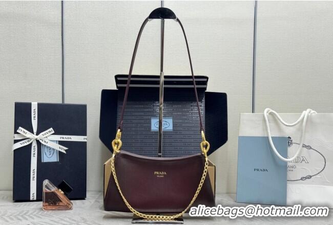 Well Crafted Prada Enchaîné small leather bag 1BC261 Burgundy 2026