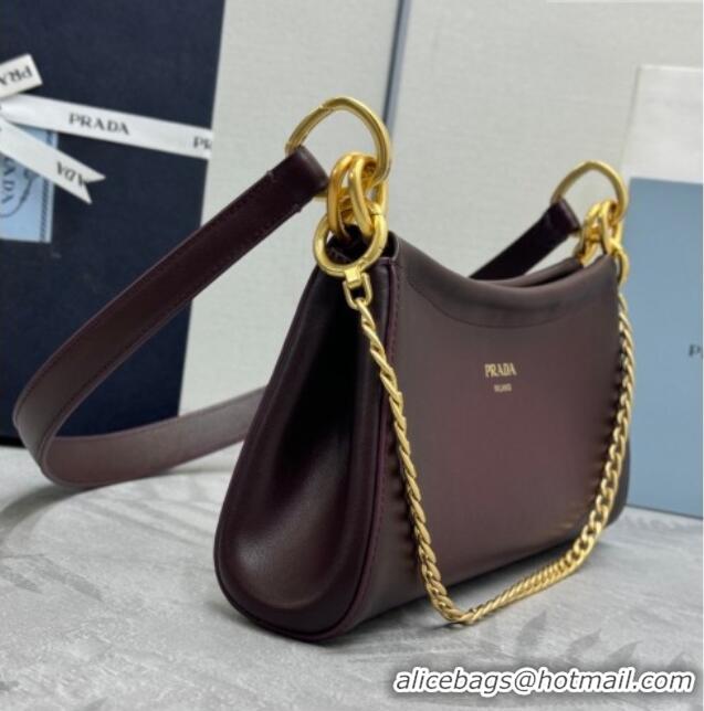 Well Crafted Prada Enchaîné small leather bag 1BC261 Burgundy 2026