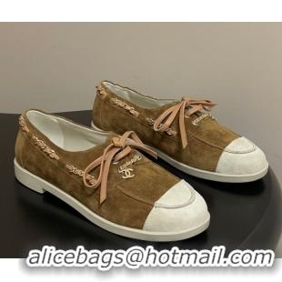 Good Product Chanel Suede Laced-up Loafers G47005 Brown 2026