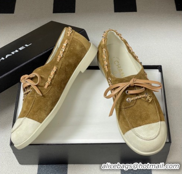 Good Product Chanel Suede Laced-up Loafers G47005 Brown 2026