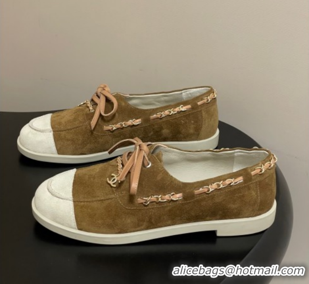 Good Product Chanel Suede Laced-up Loafers G47005 Brown 2026