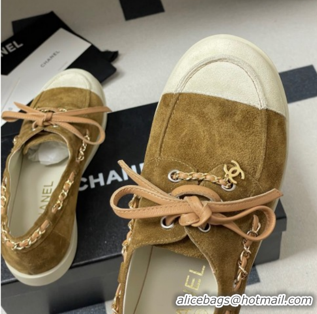 Good Product Chanel Suede Laced-up Loafers G47005 Brown 2026