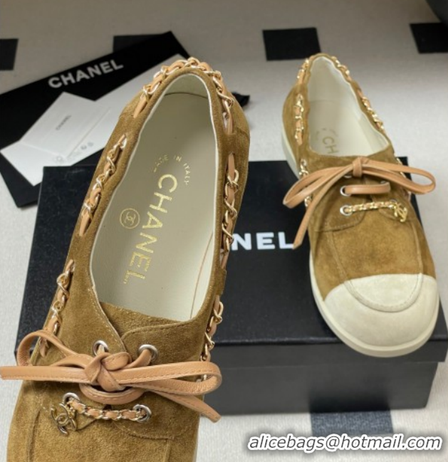 Good Product Chanel Suede Laced-up Loafers G47005 Brown 2026