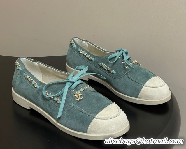 Pretty Style Chanel Suede Laced-up Loafers G47005 Green 2026