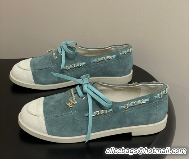 Pretty Style Chanel Suede Laced-up Loafers G47005 Green 2026