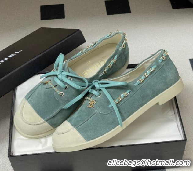 Pretty Style Chanel Suede Laced-up Loafers G47005 Green 2026