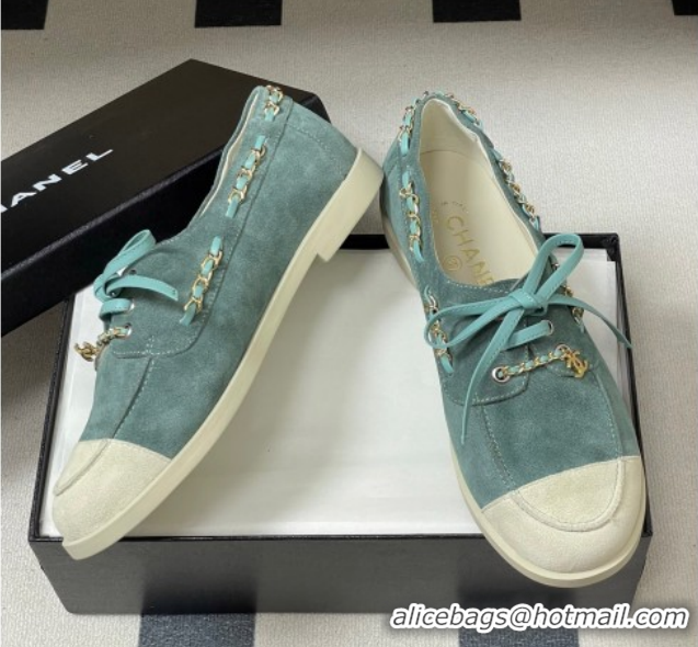 Pretty Style Chanel Suede Laced-up Loafers G47005 Green 2026