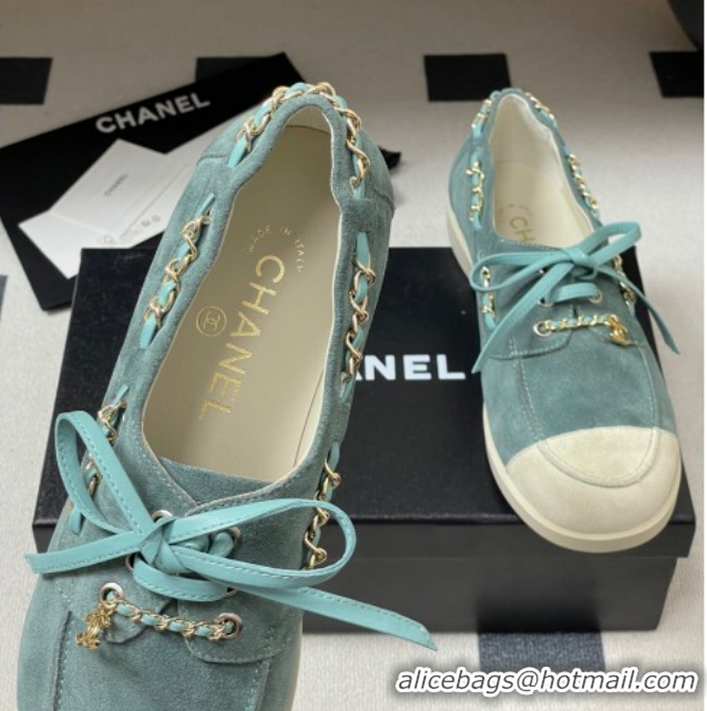 Pretty Style Chanel Suede Laced-up Loafers G47005 Green 2026