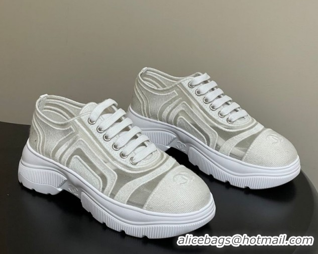 Unique Style Chanel Mesh & Mixed Fibers Sneakers G46509 White 2026