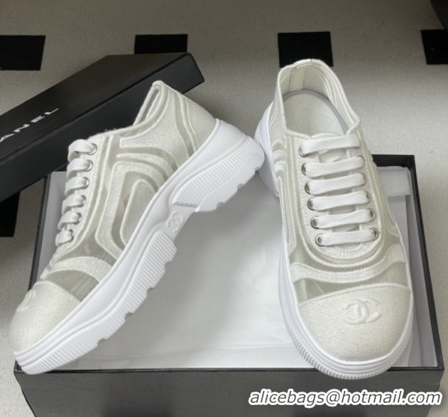 Unique Style Chanel Mesh & Mixed Fibers Sneakers G46509 White 2026