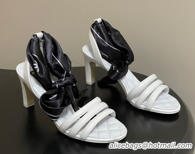 Purchase Chanel Lambskin Leather & Silk Heel Sandals CH122304 White 2026