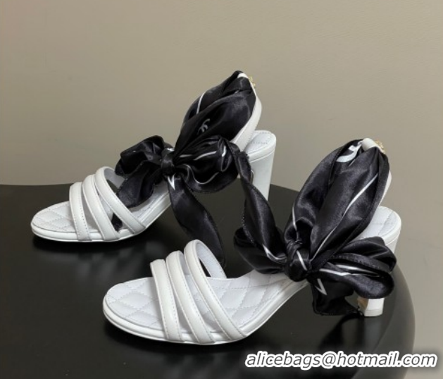 Purchase Chanel Lambskin Leather & Silk Heel Sandals CH122304 White 2026
