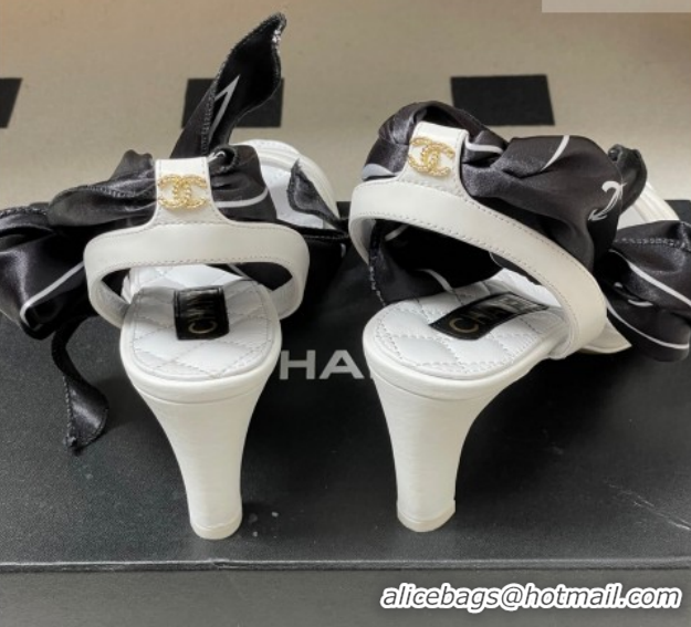 Purchase Chanel Lambskin Leather & Silk Heel Sandals CH122304 White 2026