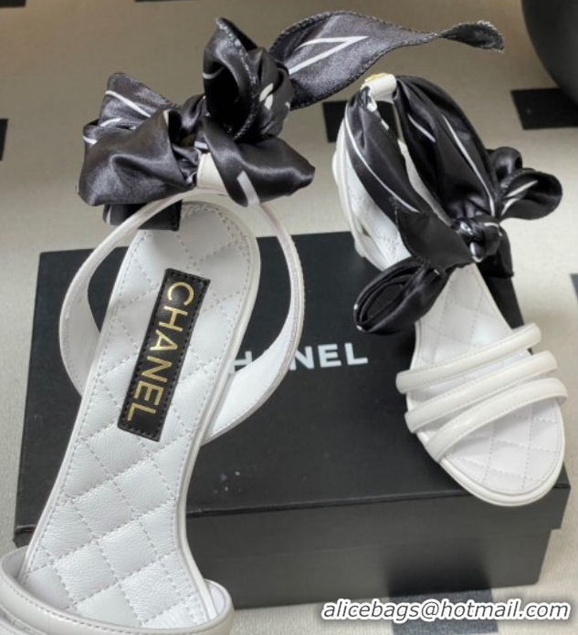 Purchase Chanel Lambskin Leather & Silk Heel Sandals CH122304 White 2026