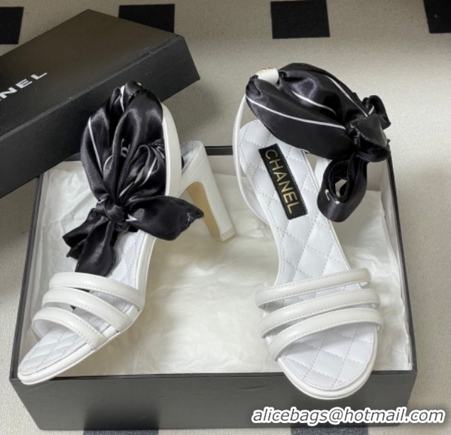 Purchase Chanel Lambskin Leather & Silk Heel Sandals CH122304 White 2026