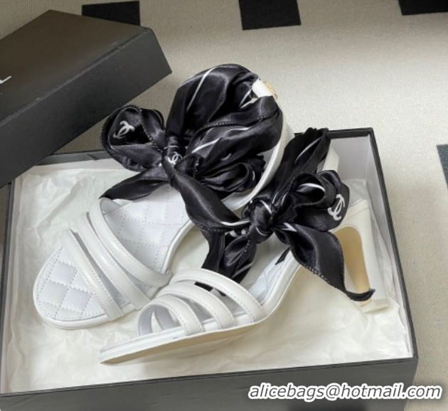 Purchase Chanel Lambskin Leather & Silk Heel Sandals CH122304 White 2026