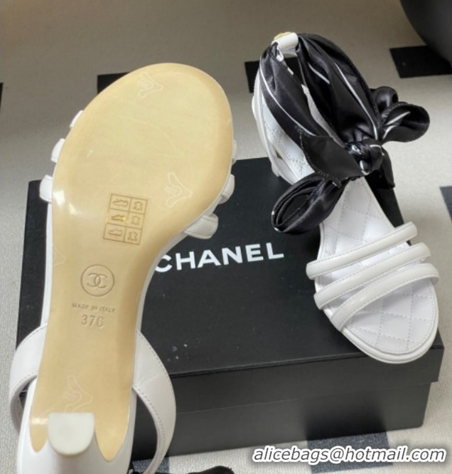 Purchase Chanel Lambskin Leather & Silk Heel Sandals CH122304 White 2026