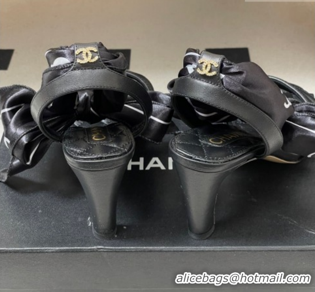 Purchase Chanel Lambskin Leather & Silk Heel Sandals CH122304 Black 2026