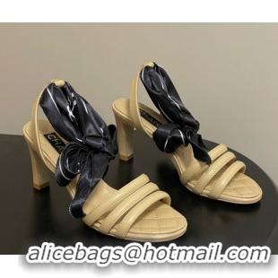 Leisure Chanel Lambskin Leather & Silk Heel Sandals CH122304 Beige 2026