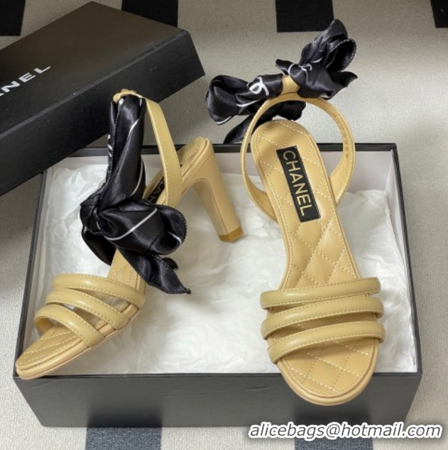 Leisure Chanel Lambskin Leather & Silk Heel Sandals CH122304 Beige 2026