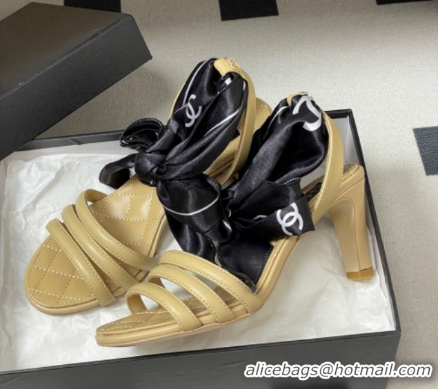 Leisure Chanel Lambskin Leather & Silk Heel Sandals CH122304 Beige 2026