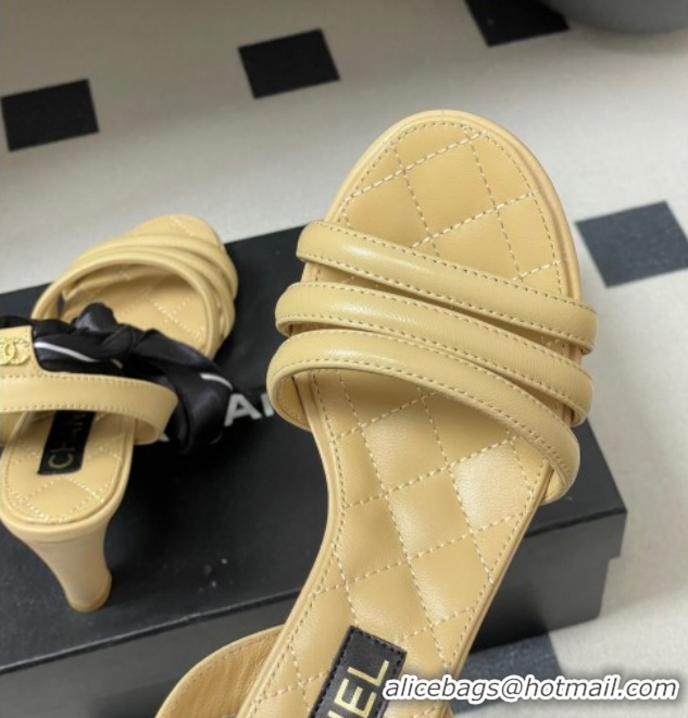 Leisure Chanel Lambskin Leather & Silk Heel Sandals CH122304 Beige 2026