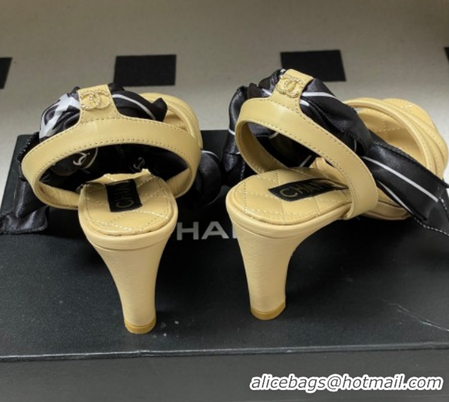Leisure Chanel Lambskin Leather & Silk Heel Sandals CH122304 Beige 2026