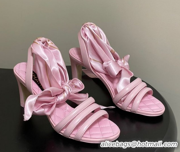 Best Product Chanel Lambskin Leather & Silk Heel Sandals CH122304 Pink 2026