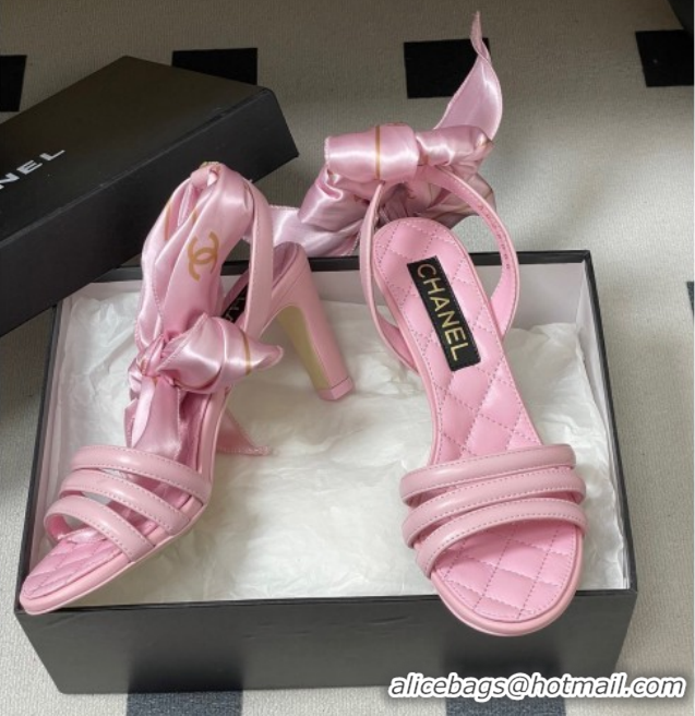 Best Product Chanel Lambskin Leather & Silk Heel Sandals CH122304 Pink 2026