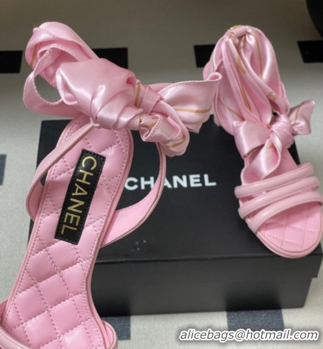 Best Product Chanel Lambskin Leather & Silk Heel Sandals CH122304 Pink 2026