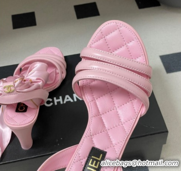 Best Product Chanel Lambskin Leather & Silk Heel Sandals CH122304 Pink 2026