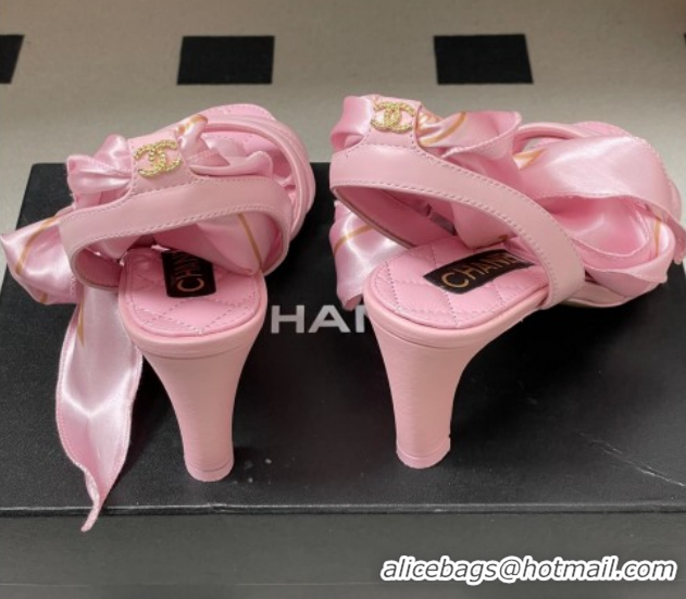 Best Product Chanel Lambskin Leather & Silk Heel Sandals CH122304 Pink 2026