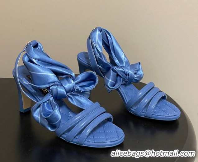 Shop Duplicate Chanel Lambskin Leather & Silk Heel Sandals CH122304 Blue 2026