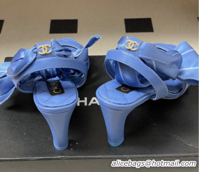 Shop Duplicate Chanel Lambskin Leather & Silk Heel Sandals CH122304 Blue 2026