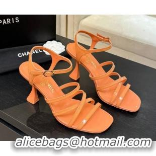 Luxurious Chanel Patent Calfskin Leather Heel Sandals 9cm G46901 Orange 2026