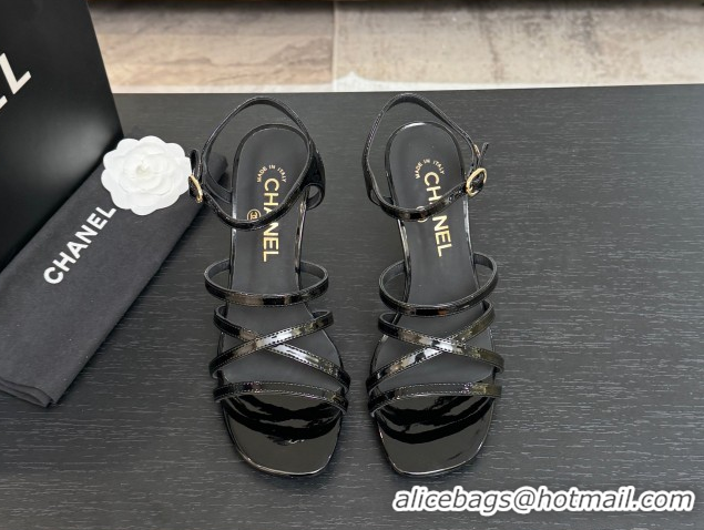 Popular Style Chanel Patent Calfskin Leather Heel Sandals 9cm G46901 Black 2026