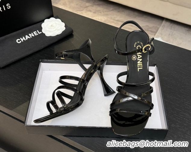 Popular Style Chanel Patent Calfskin Leather Heel Sandals 9cm G46901 Black 2026
