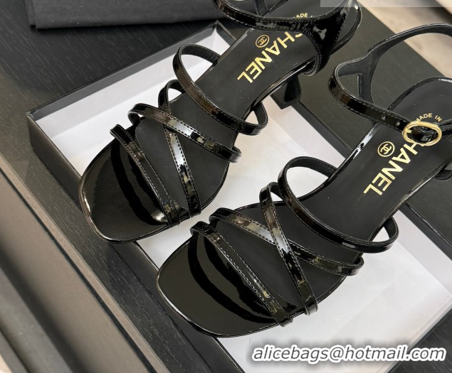 Popular Style Chanel Patent Calfskin Leather Heel Sandals 9cm G46901 Black 2026