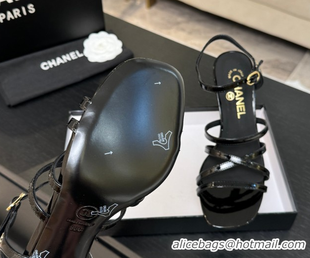 Popular Style Chanel Patent Calfskin Leather Heel Sandals 9cm G46901 Black 2026