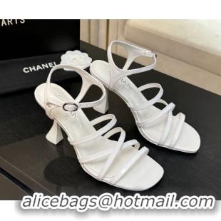 Most Popular Chanel Patent Calfskin Leather Heel Sandals 9cm G46901 White 2026