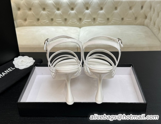 Most Popular Chanel Patent Calfskin Leather Heel Sandals 9cm G46901 White 2026