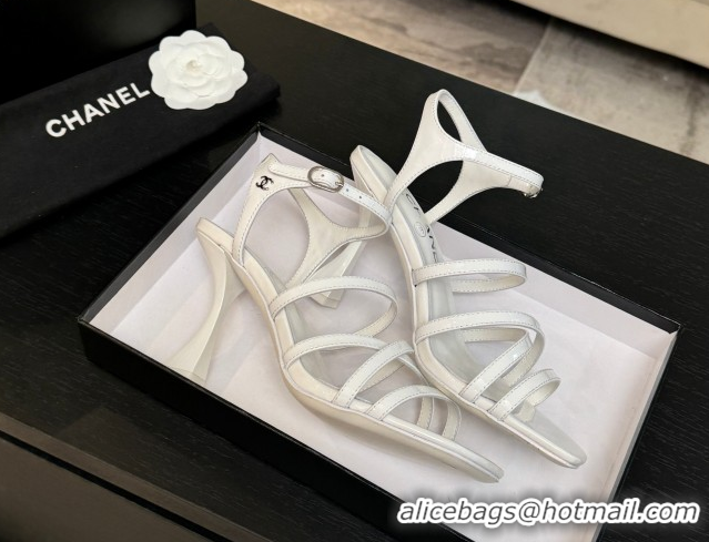 Most Popular Chanel Patent Calfskin Leather Heel Sandals 9cm G46901 White 2026