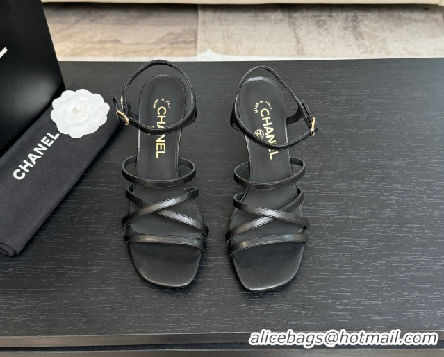 Grade Quality Chanel Calfskin Leather Heel Sandals 9cm G46901 Black 2026
