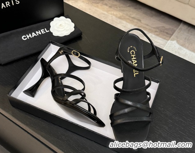 Grade Quality Chanel Calfskin Leather Heel Sandals 9cm G46901 Black 2026