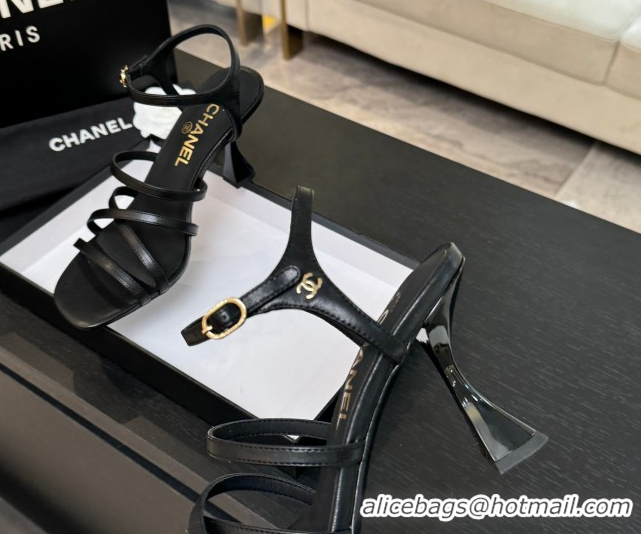 Grade Quality Chanel Calfskin Leather Heel Sandals 9cm G46901 Black 2026