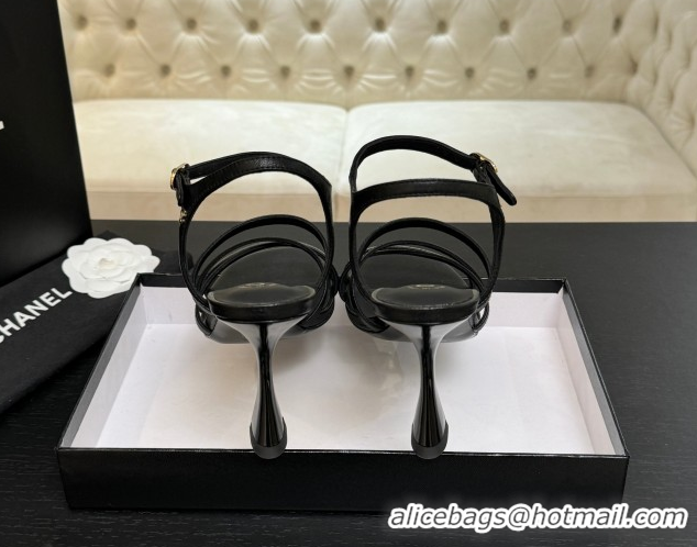 Grade Quality Chanel Calfskin Leather Heel Sandals 9cm G46901 Black 2026