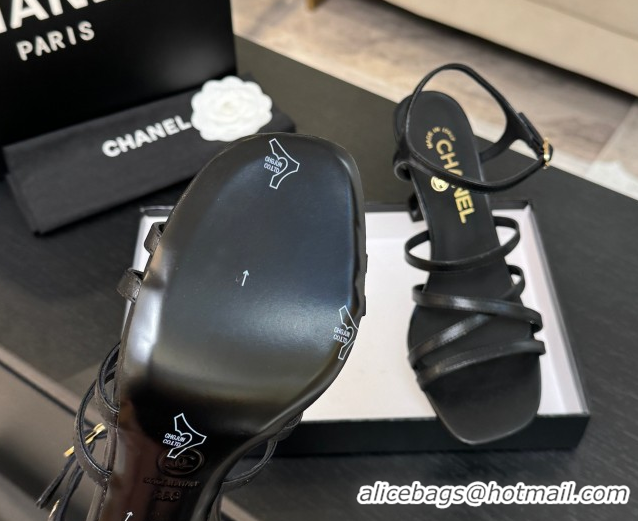 Grade Quality Chanel Calfskin Leather Heel Sandals 9cm G46901 Black 2026